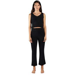 Plush Womens Cozy Knit Tank + Pants Set Black 2XL One Size